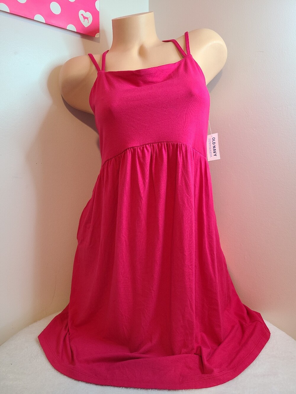 Old Navy Women's Hot Pink Stretch Jersey Strappy Mini Dress Size M